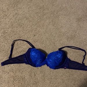 PINK 34B blue lace push up bra! worn once!